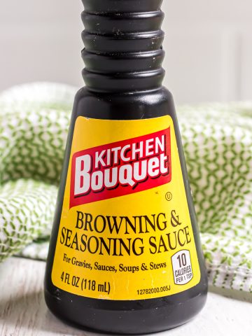 A bottle of Kitchen Bouquet Browning Sauce.