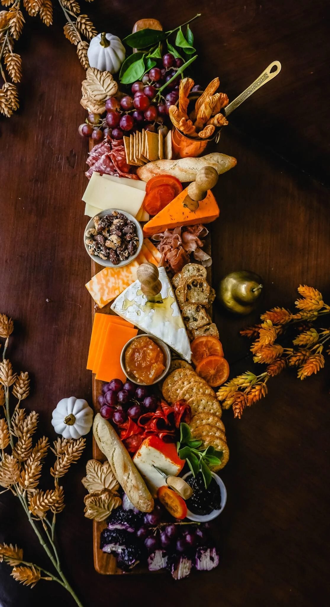 A snack board with fall accenting.