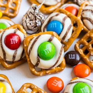Pretzel Hugs on a piece of parchment paper.