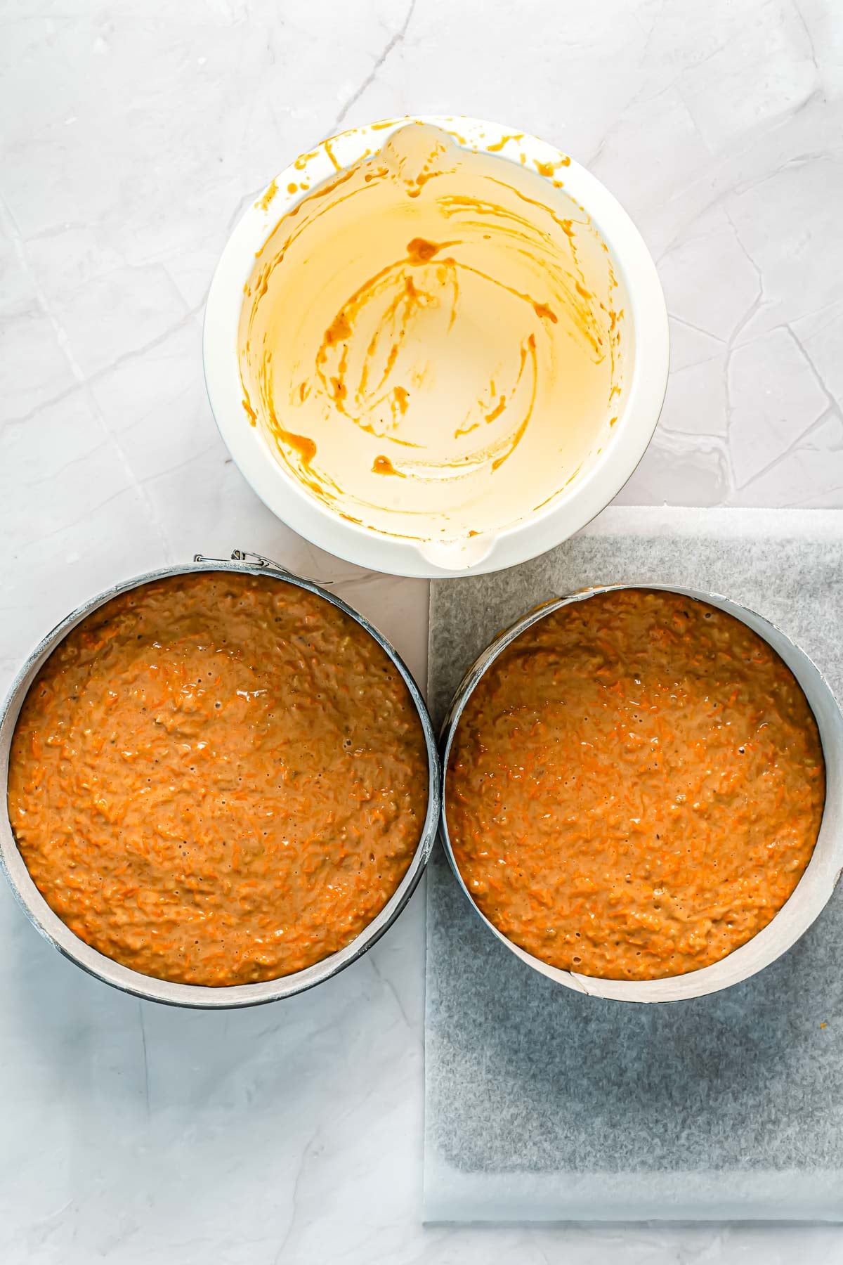 The carrot cakes ready to be baked.